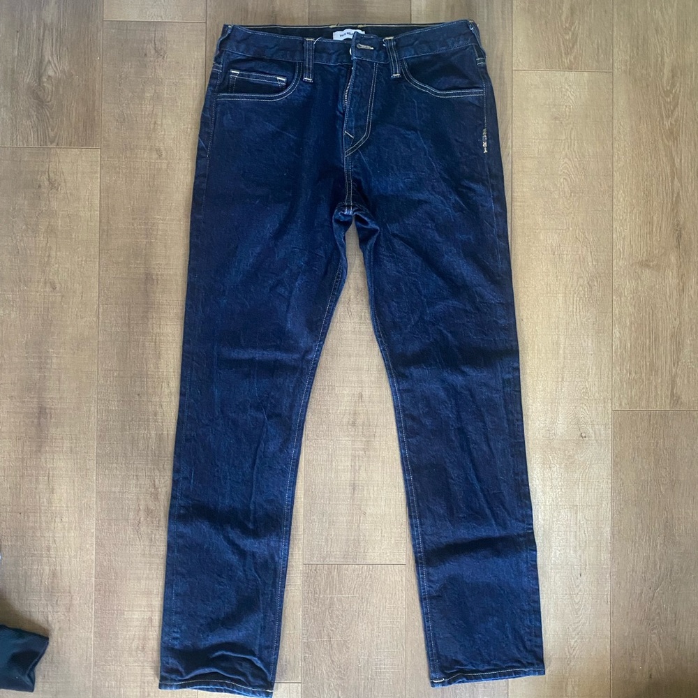 Mens Thrifted True Religion Raw Denim 430 Slim Jeans